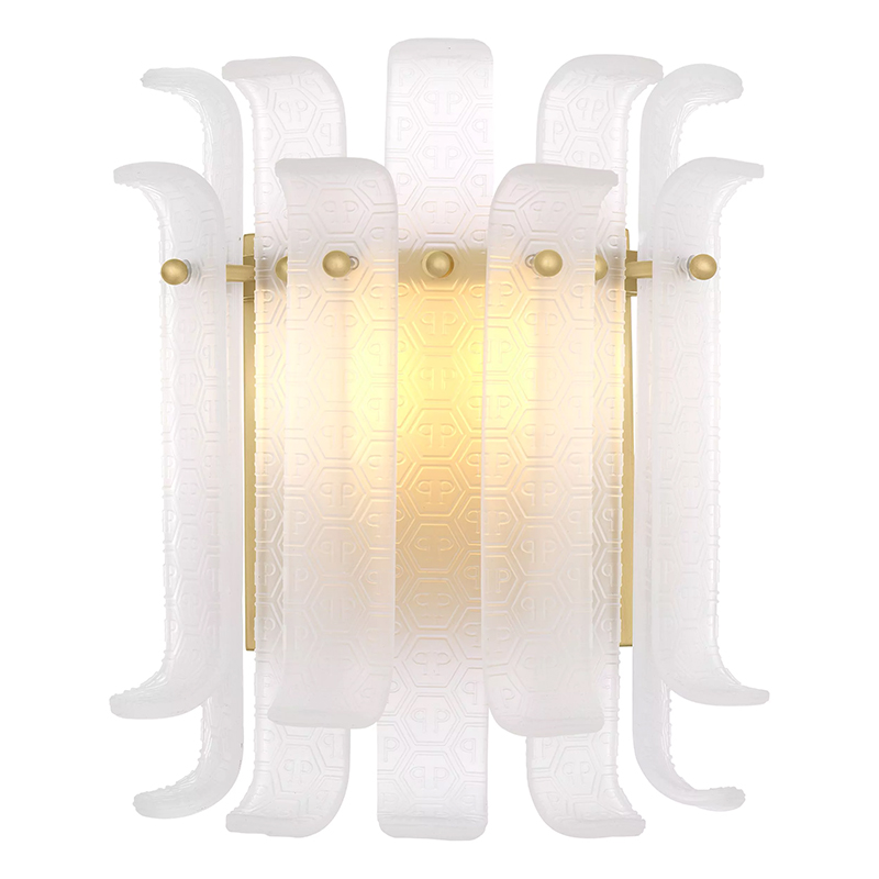 Бра Philipp Plein Wall Lamp Rodeo Drive Белый Белое матовое стекло Золотой Бра Philipp Plein Wall Lamp Rodeo Drive Белый Белое матовое стекло Золотой в Волгограде | Loft Concept