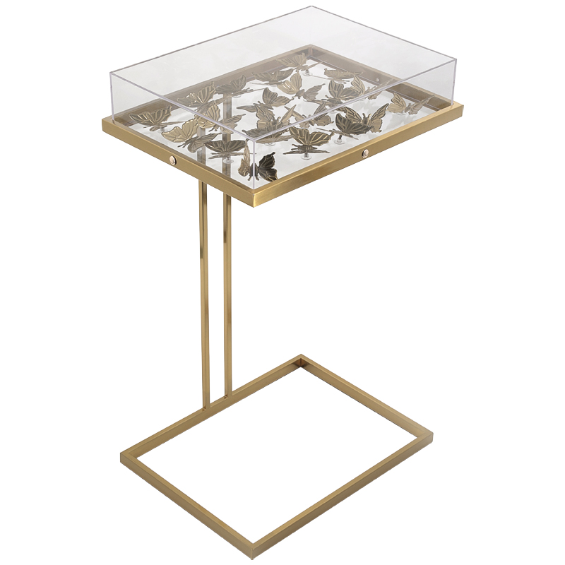 Стол Tommy Mitchell Butterfly side table Прозрачный Латунь Стол Tommy Mitchell Butterfly side table Прозрачный Латунь в Волгограде | Loft Concept