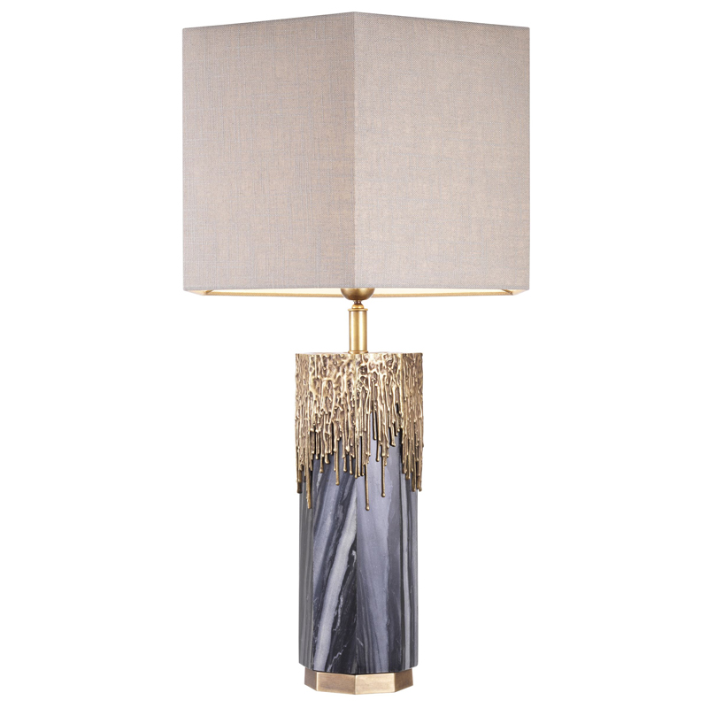 Настольная лампа Eichholtz Table Lamp Miller Серый Бежево-серый Винтажная латунь Настольная лампа Eichholtz Table Lamp Miller Серый Бежево-серый Винтажная латунь в Волгограде | Loft Concept