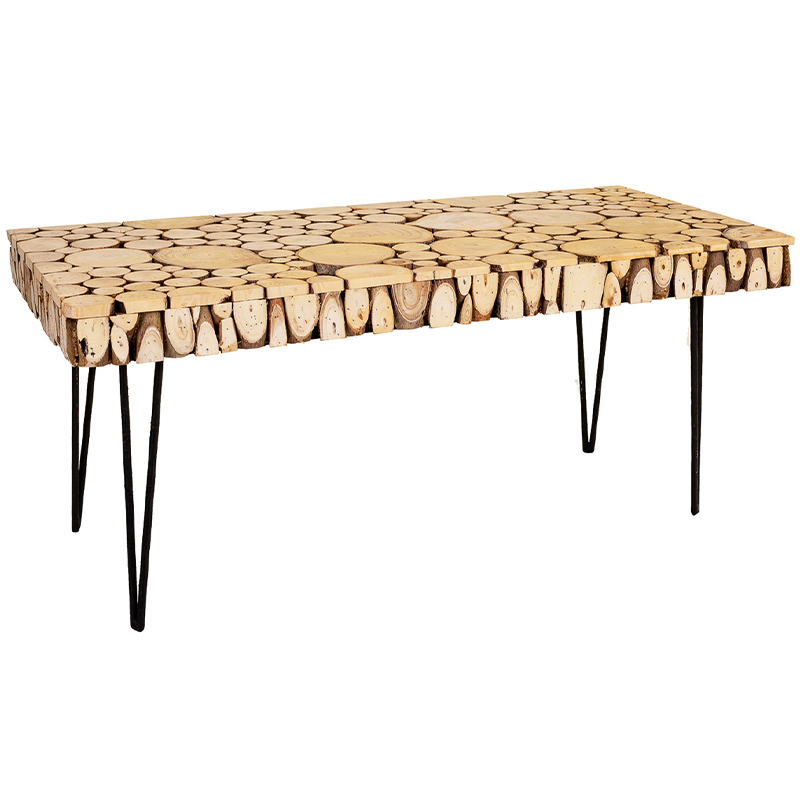 Кофейный стол с деревянной столешницей Wooden Cuts Coffee Table Коричневый Древесина Черный Кофейный стол с деревянной столешницей Wooden Cuts Coffee Table Коричневый Древесина Черный в Волгограде | Loft Concept