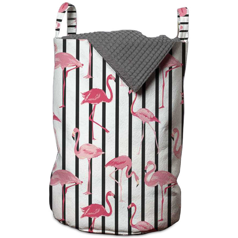 Корзина Flamingo Stripes Basket Черно-белый Розовый пастельный в Волгограде | Loft Concept 