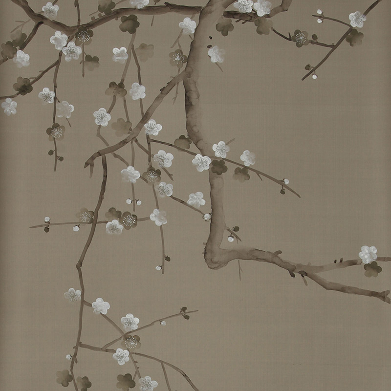 Обои ручная роспись Plum Blossom Colourway SC-232 on Lead Grey dyed silk Обои ручная роспись Plum Blossom Colourway SC-232 on Lead Grey dyed silk в Волгограде | Loft Concept