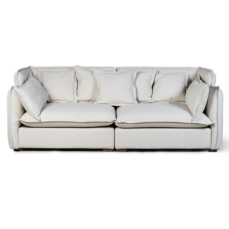 Диван с обивкой из ткани букле Salman Boucle White Sofa Белый Белый Диван с обивкой из ткани букле Salman Boucle White Sofa Белый Белый в Волгограде | Loft Concept