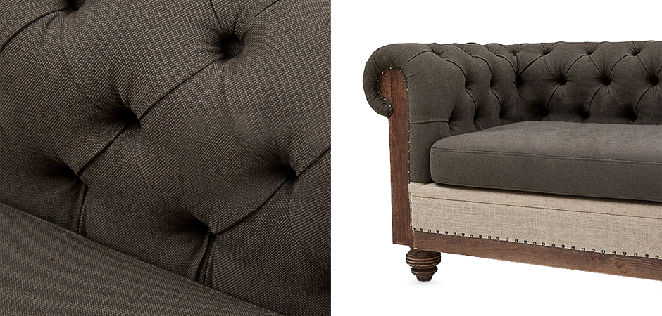Диван Deconstructed Chesterfield Sofa triple Linen Brown - Loft-Concept в Волгограде