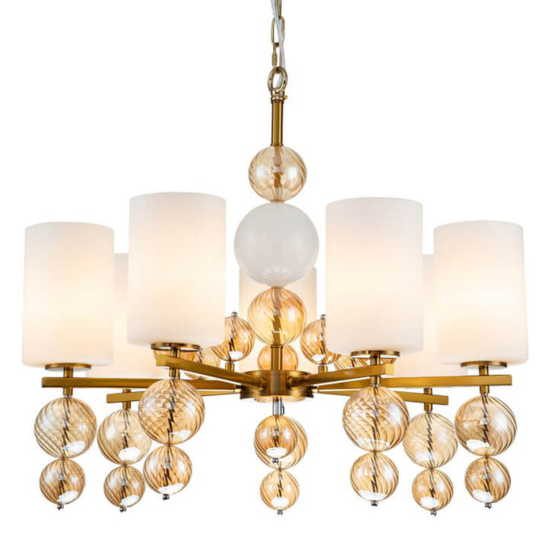 Люстра Blown Glass Balloons Chandelier 7 Латунь Белый Янтарный Люстра Blown Glass Balloons Chandelier 7 Латунь Белый Янтарный в Волгограде | Loft Concept