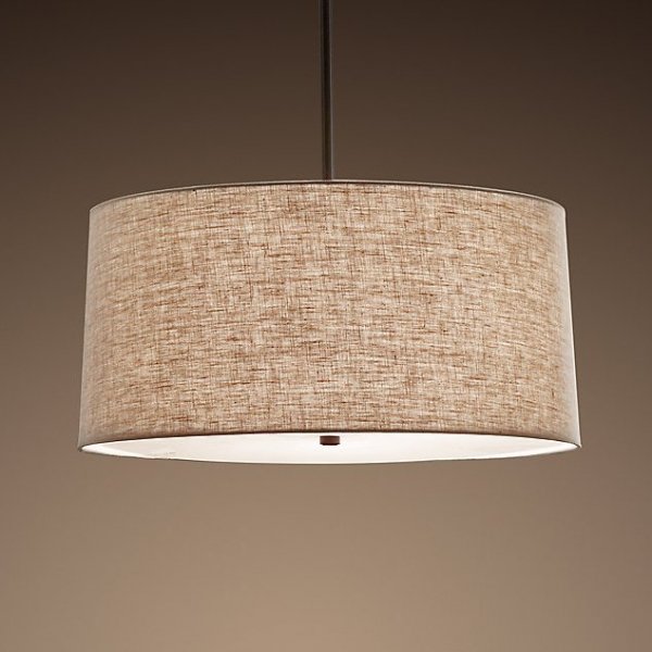Люстра RH ROUND Linen Shade Pendant Бежево-серый Люстра RH ROUND Linen Shade Pendant Бежево-серый в Волгограде | Loft Concept