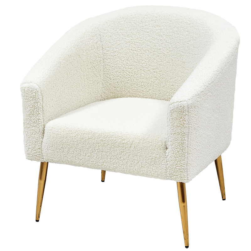Кресло из белой ткани букле Boucle Luisa Armchair Белый Золотой Кресло из белой ткани букле Boucle Luisa Armchair Белый Золотой в Волгограде | Loft Concept