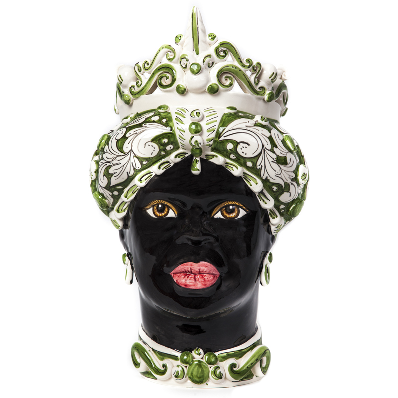 Ваза VASE MORO LADY MEDIUM green Черный Белый Зеленый Ваза VASE MORO LADY MEDIUM green Черный Белый Зеленый в Волгограде | Loft Concept