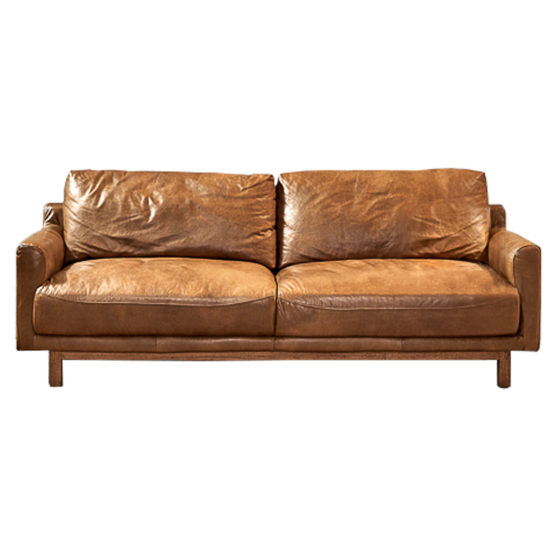 Диван Caramel Leather & Wood Triple Sofa Карамель Диван Caramel Leather & Wood Triple Sofa Карамель в Волгограде | Loft Concept