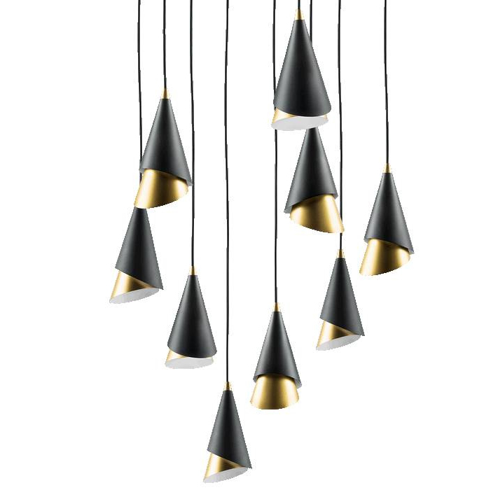 Люстра Lucio Black and Gold 9 Черный Золотой Люстра Lucio Black and Gold 9 Черный Золотой в Волгограде | Loft Concept