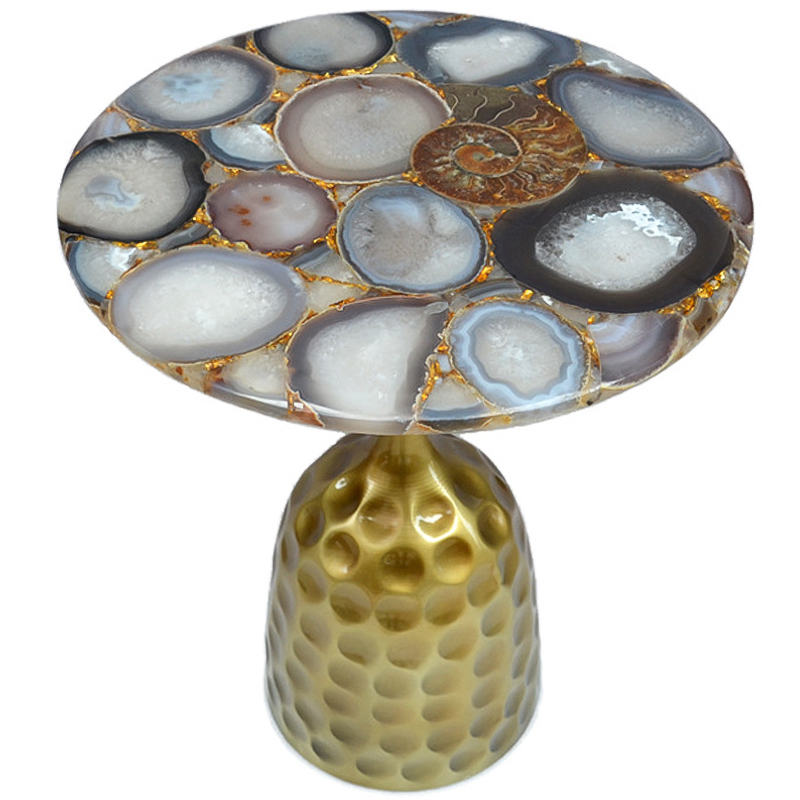 Приставной стол Cluster Surface Beige Agate Side Table Бежево-серый Латунь Коричневый Серый Приставной стол Cluster Surface Beige Agate Side Table Бежево-серый Латунь Коричневый Серый в Волгограде | Loft Concept