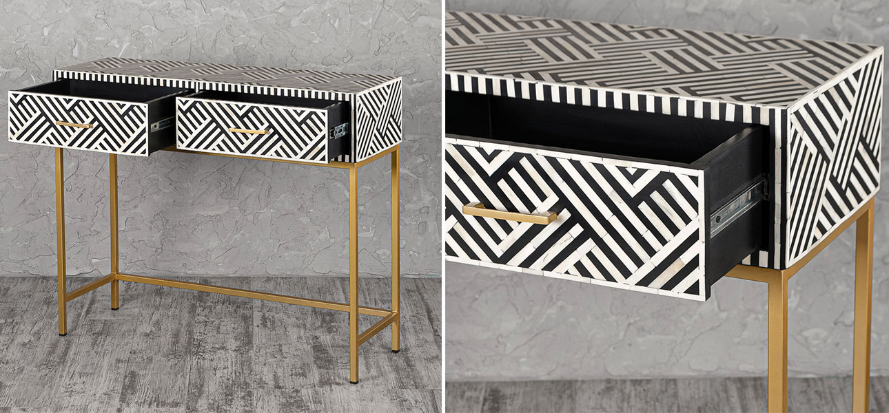 Тумба прямоугольная с инкрустацией Chester - фото №1