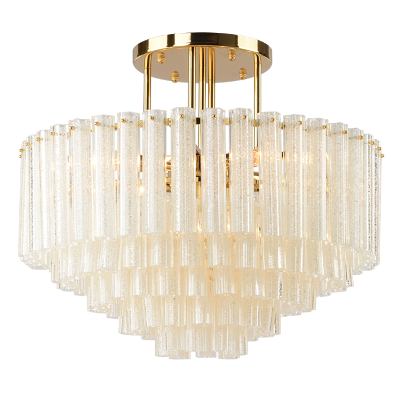 Люстра потолочная на штанге Textured Glass Chandelier Золотой Прозрачное Стекло Люстра потолочная на штанге Textured Glass Chandelier Золотой Прозрачное Стекло в Волгограде | Loft Concept