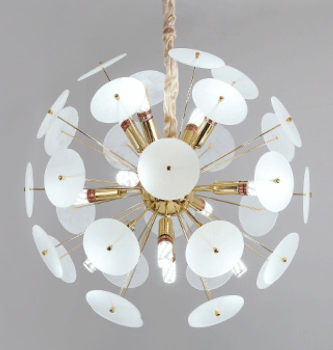 Люстра Sputnik Glass Lenz White Chandelier Золотой Белый Люстра Sputnik Glass Lenz White Chandelier Золотой Белый в Волгограде | Loft Concept