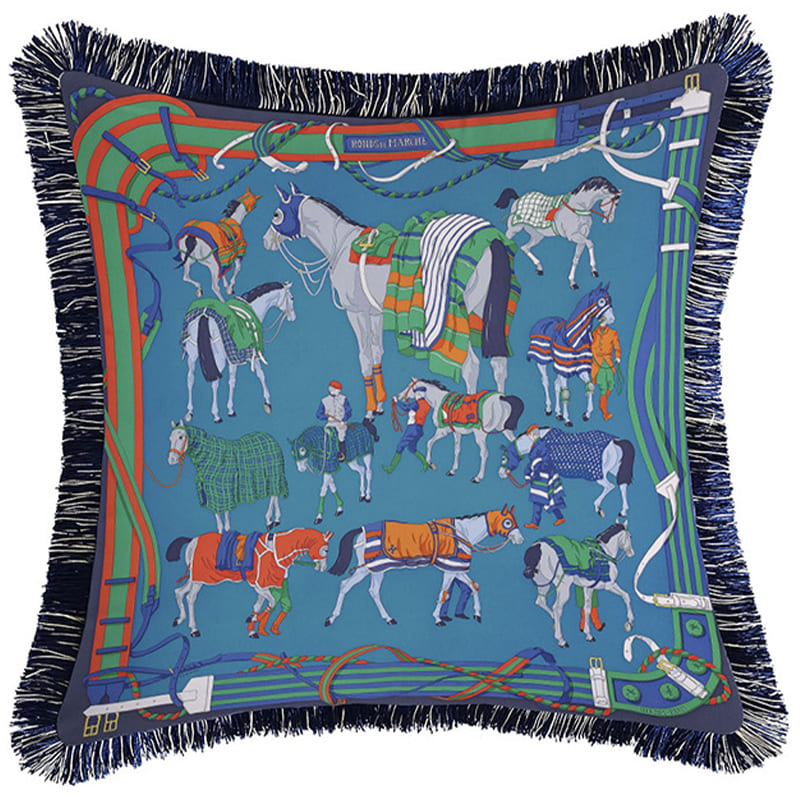Декоративная подушка Hermes Horses Turquoise 130 Бирюзовый Мульти Декоративная подушка Hermes Horses Turquoise 130 Бирюзовый Мульти в Волгограде | Loft Concept