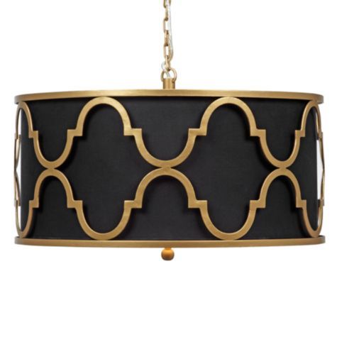 Люстра Black Shade Gold Quatrefoil Overlay Drum Pendant Черный Люстра Black Shade Gold Quatrefoil Overlay Drum Pendant Черный в Волгограде | Loft Concept