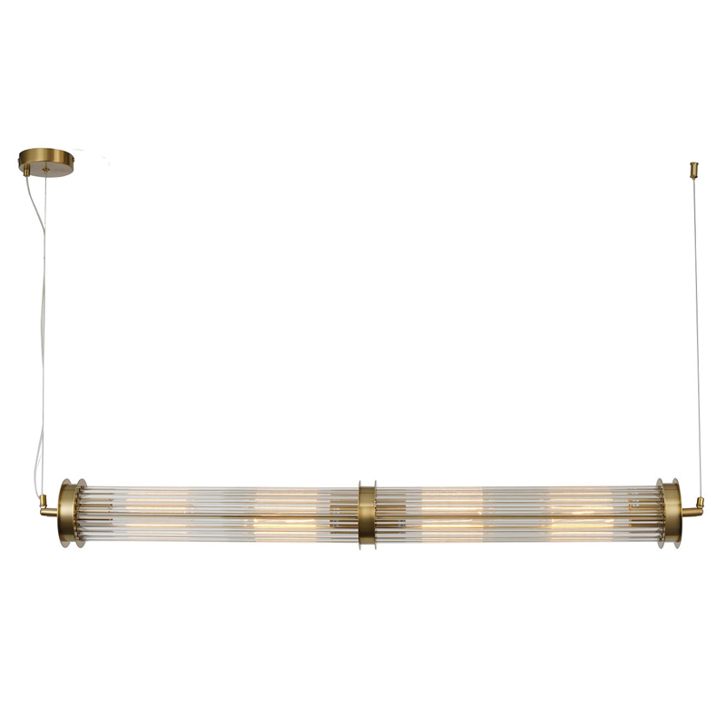 Люстра с рифленым плафоном Glass Tube Brass Латунь Прозрачный Люстра с рифленым плафоном Glass Tube Brass Латунь Прозрачный в Волгограде | Loft Concept
