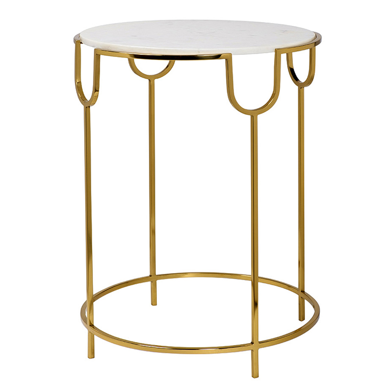 Приставной стол Bettina Side Table Глянцевое золото Белый Мрамор Bianco в Волгограде | Loft Concept 