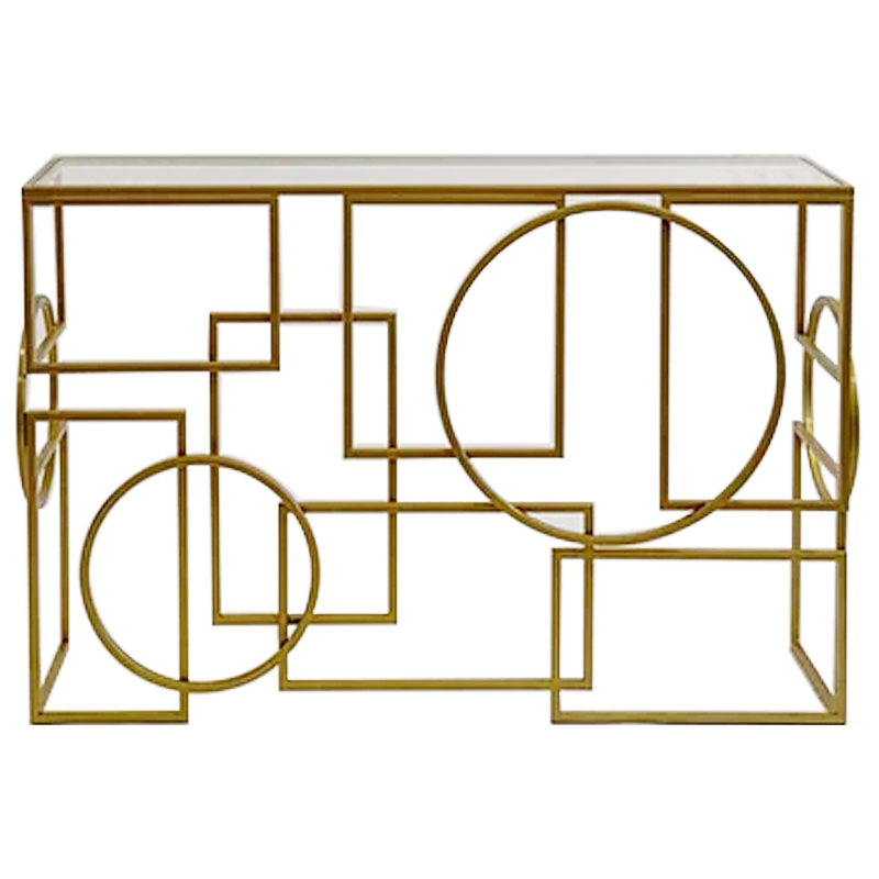 Консоль Geometric Figures Gold Console Золотой Прозрачное Стекло в Волгограде | Loft Concept 