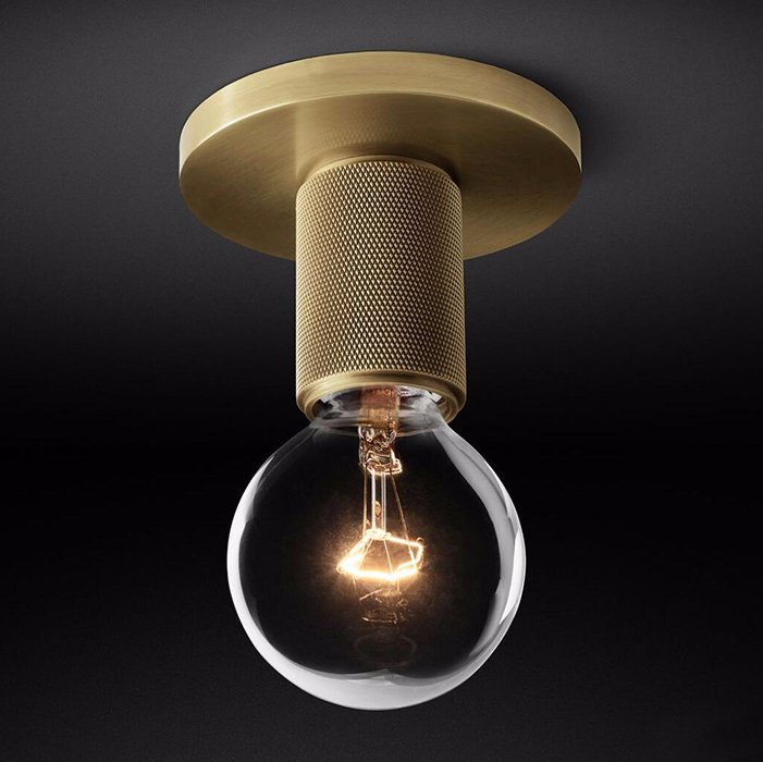 Потолочный светильник RH Utilitaire Socket Flushmount Brass Латунь Потолочный светильник RH Utilitaire Socket Flushmount Brass Латунь в Волгограде | Loft Concept