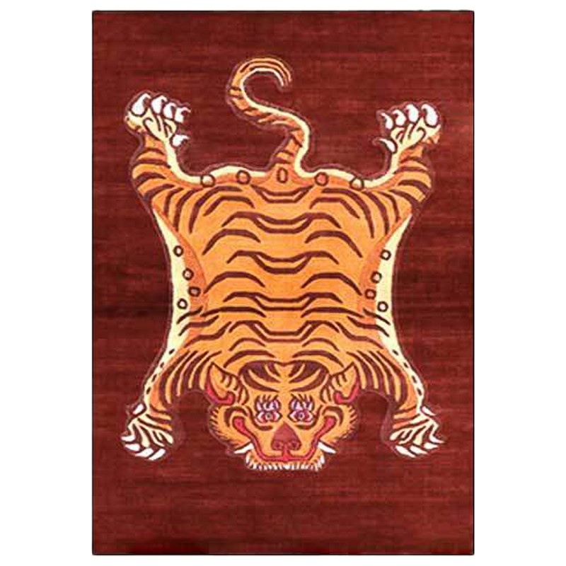 Ковер Тибетский Тигр Tibetan Tiger Rug Red Красный Оранжевый Ковер Тибетский Тигр Tibetan Tiger Rug Red Красный Оранжевый в Волгограде | Loft Concept