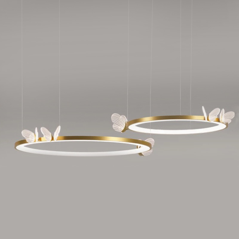 Подвесной светильник двойное кольцо с бабочками Butterfly Double Ring F Прозрачный Латунь Подвесной светильник двойное кольцо с бабочками Butterfly Double Ring F Прозрачный Латунь в Волгограде | Loft Concept