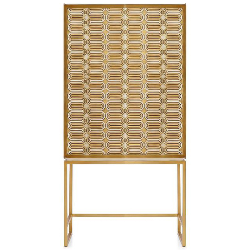 Шкаф Park Avenue Brass Wave Pattern Bar Cabinet Белый Золотой Шкаф Park Avenue Brass Wave Pattern Bar Cabinet Белый Золотой в Волгограде | Loft Concept