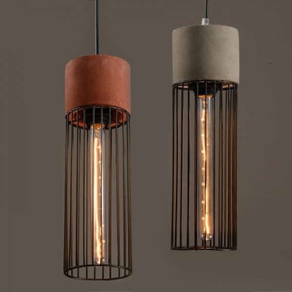Подвесной светильник Cement Droplight Pendant Light cylinder Серый Красный Черный в Волгограде | Loft Concept 
