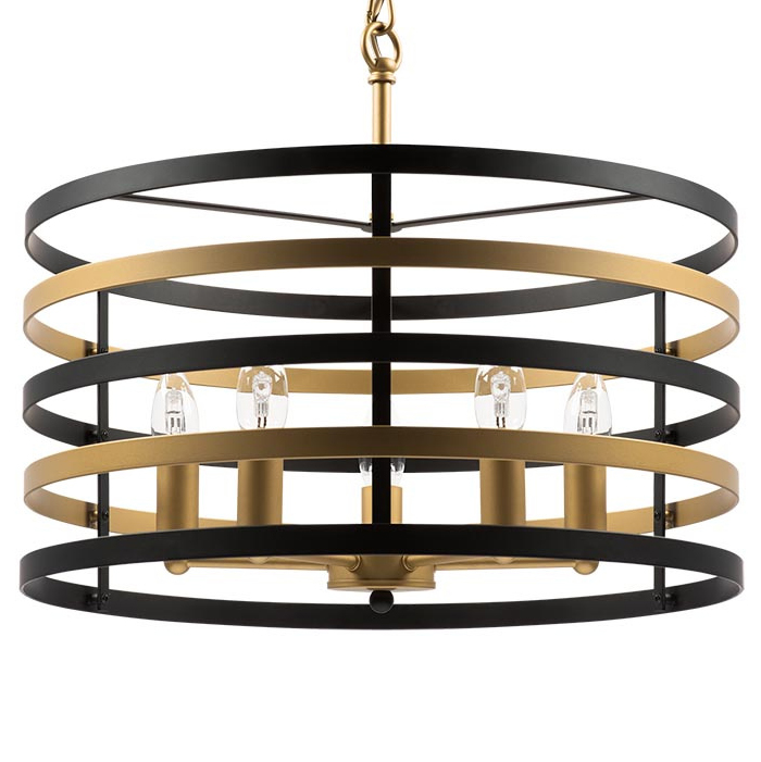 Люстра Gold Stripes Chandelier 5 Черный Золотой Люстра Gold Stripes Chandelier 5 Черный Золотой в Волгограде | Loft Concept