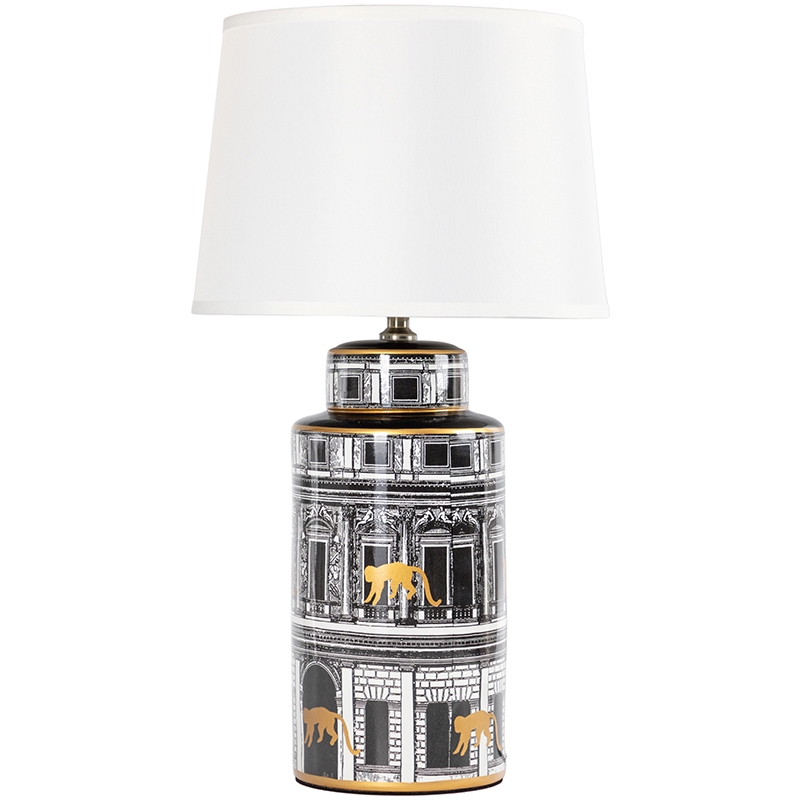 Настольная лампа Old Town Lampshade Black White Черно-белый Золотой Белый Настольная лампа Old Town Lampshade Black White Черно-белый Золотой Белый в Волгограде | Loft Concept