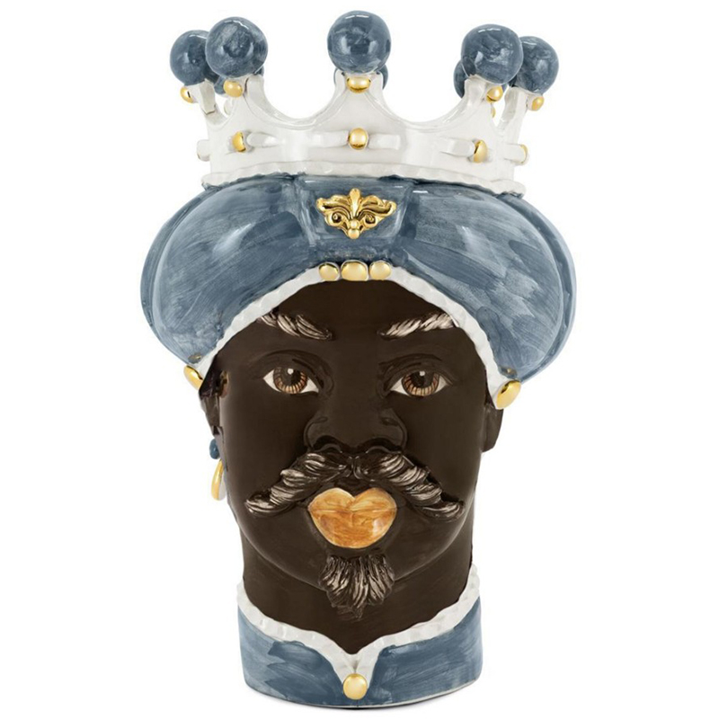 Ваза Vase Moro Man Medium New Grey Gold Серо-голубой Коричневый Белый Золотой Ваза Vase Moro Man Medium New Grey Gold Серо-голубой Коричневый Белый Золотой в Волгограде | Loft Concept
