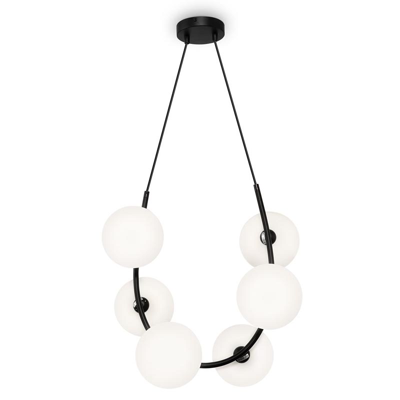 Люстра Marcan 6 Ball Chandelier Black Черный Белый Люстра Marcan 6 Ball Chandelier Black Черный Белый в Волгограде | Loft Concept
