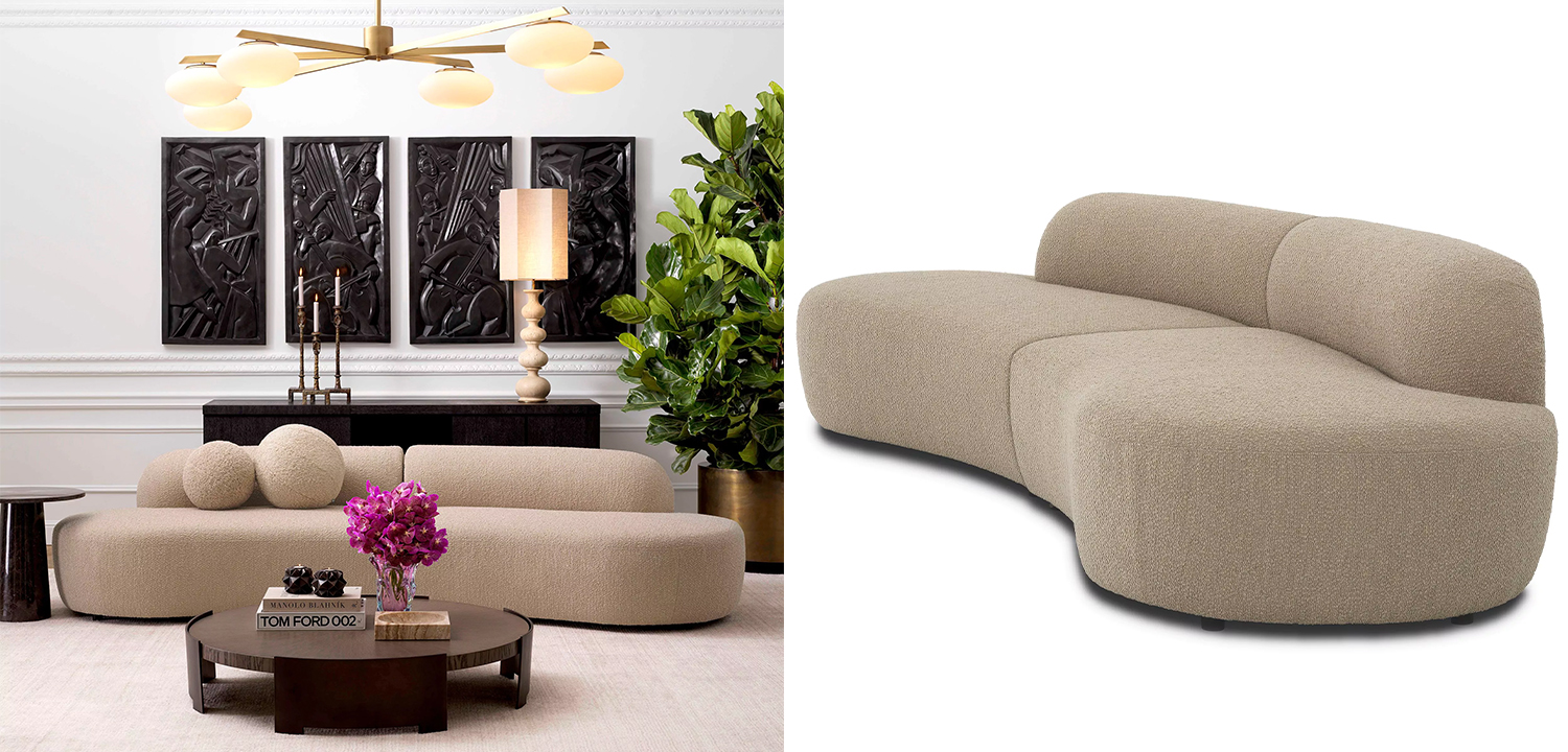 Диван Eichholtz Sofa Bjorn S Boucle sand - фото №1