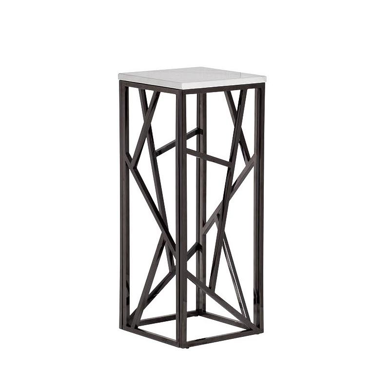 Подставка Serene Furnishing Dark Chrome Marble Top stand Хром Белый Подставка Serene Furnishing Dark Chrome Marble Top stand Хром Белый в Волгограде | Loft Concept