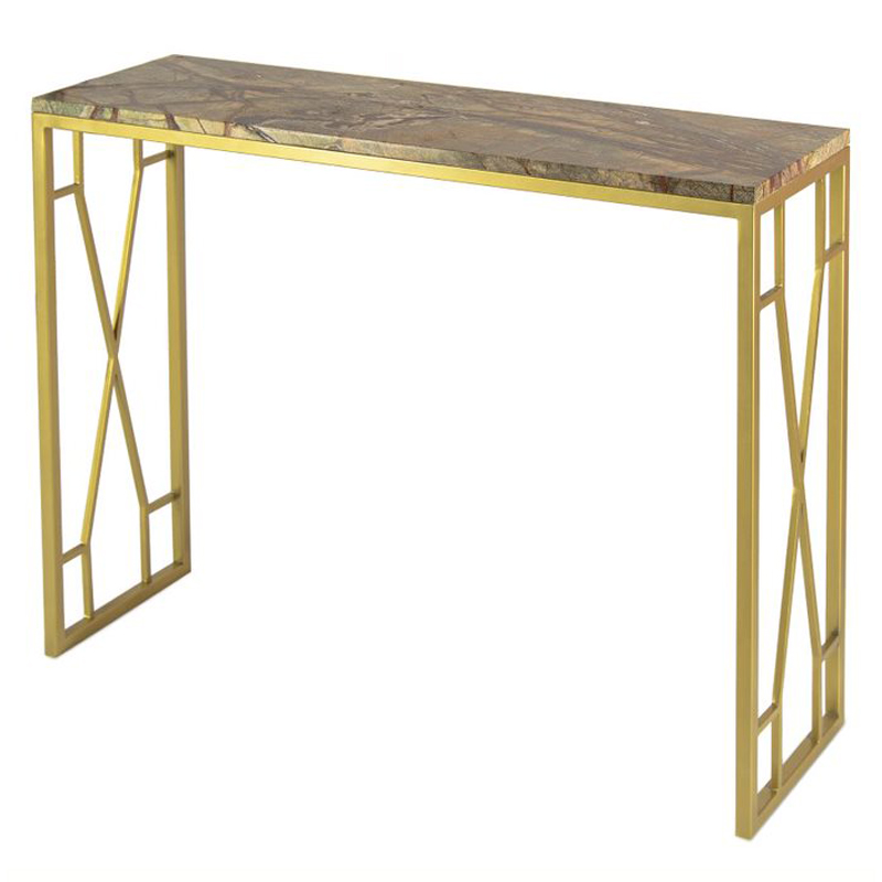 Консоль Rovigo Console коричневый мрамор Коричневый Золотой Консоль Rovigo Console коричневый мрамор Коричневый Золотой в Волгограде | Loft Concept