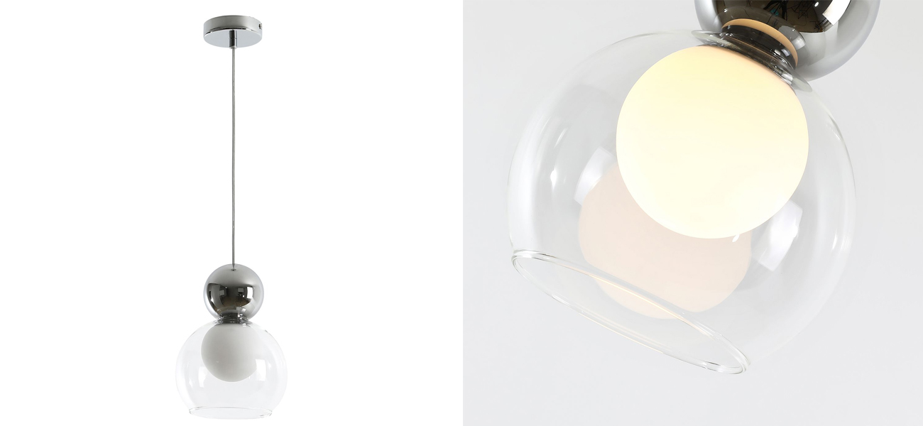 Подвесной светильник с двойным плафоном Flasky Chrome Sphere - фото №1