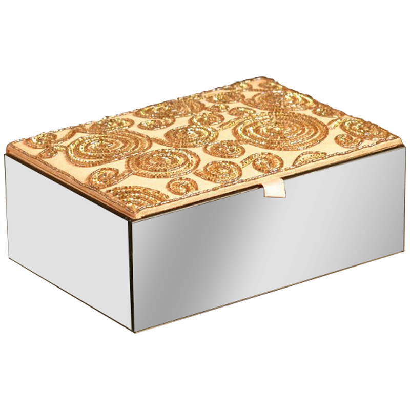 Шкатулка с вышивкой из бисера Spiral Ornament Beads Embroidery Mirror Box Золотой Зеркало Шкатулка с вышивкой из бисера Spiral Ornament Beads Embroidery Mirror Box Золотой Зеркало в Волгограде | Loft Concept