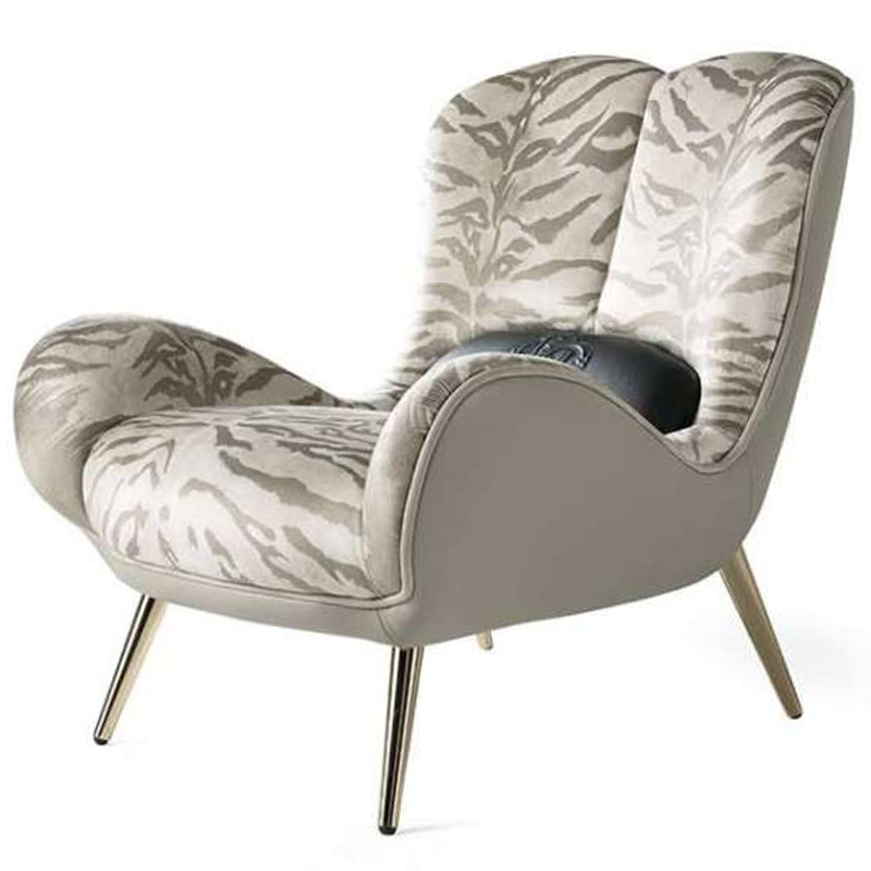 Дизайнерское Кресло Tifnit Armchairs стиль Roberto Cavalli III Серый Бежево-серый Глянцевое золото Дизайнерское Кресло Tifnit Armchairs стиль Roberto Cavalli III Серый Бежево-серый Глянцевое золото в Волгограде | Loft Concept