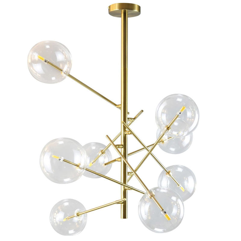 Люстра Gallotti & Radice Bolle Рanging Lamp 8 плафонов Золотой Прозрачный (Transparent) Люстра Gallotti & Radice Bolle Рanging Lamp 8 плафонов Золотой Прозрачный (Transparent) в Волгограде | Loft Concept