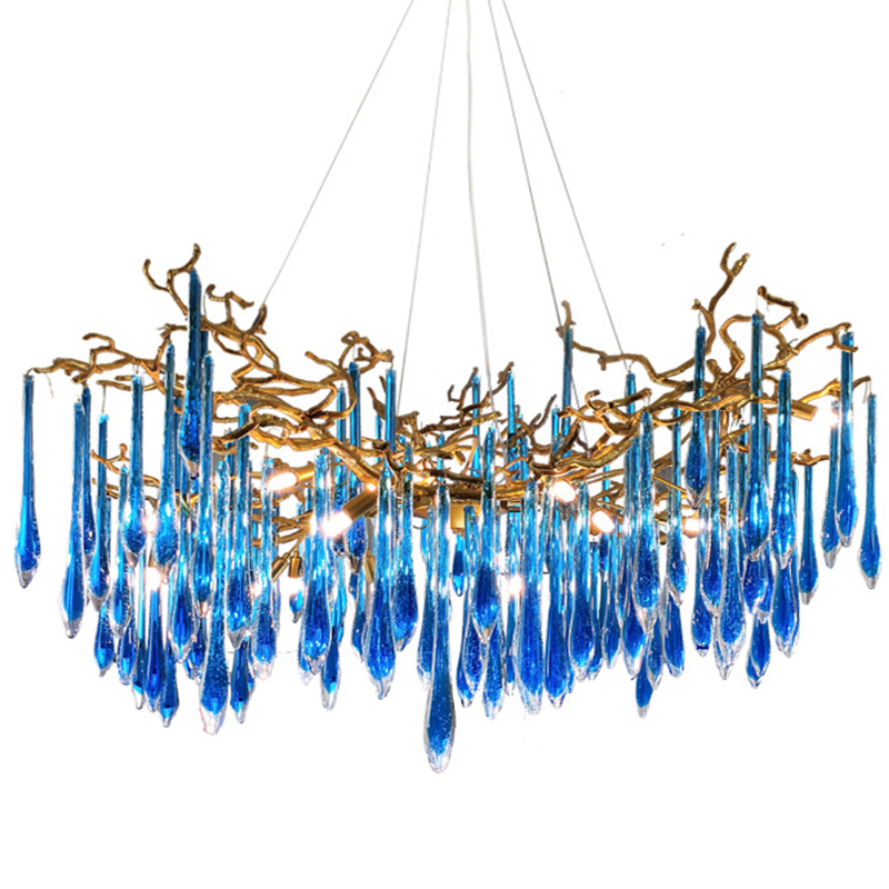 Люстра Blue Fountain Chandelier Золотой Синий Люстра Blue Fountain Chandelier Золотой Синий в Волгограде | Loft Concept