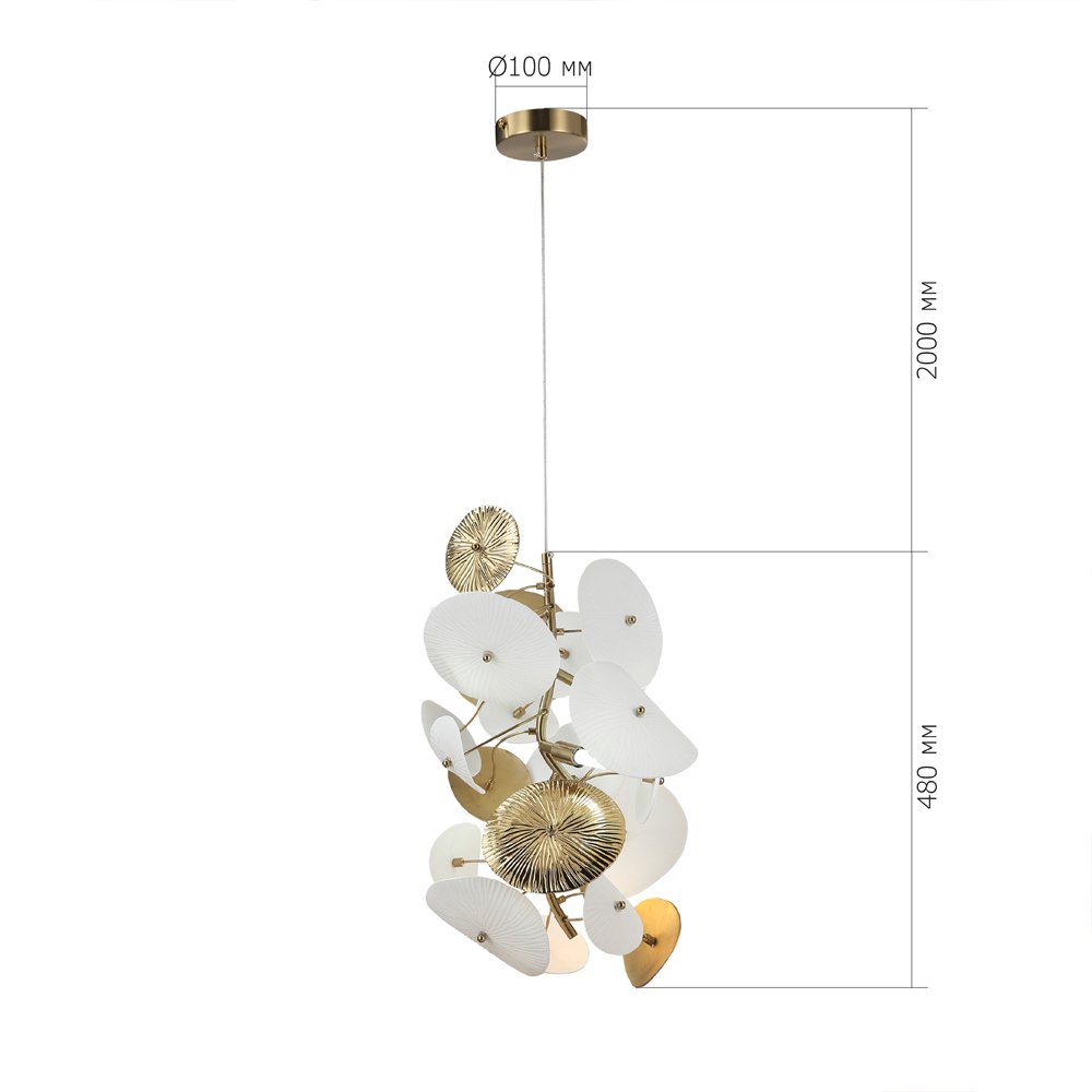 Подвесной светильник с белыми и золотистыми цветами Dahlia Flowers Lamp в Волгограде