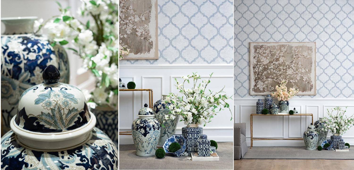 Ваза с крышкой Blue & White Ornament Vase 59 - фото