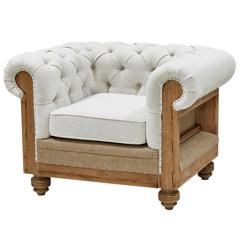 Кресло Deconstructed Chesterfield Armchair White Boucle Белый Древесина Кресло Deconstructed Chesterfield Armchair White Boucle Белый Древесина в Волгограде | Loft Concept