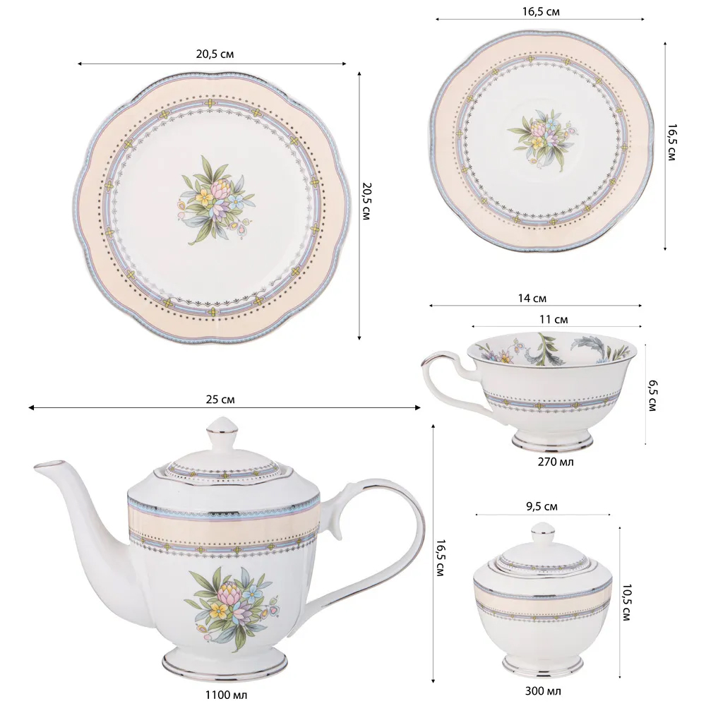 Чайный сервиз из фарфора на 6 персон 20 предметов Tea Flower Set Чайный сервиз из фарфора на 6 персон 20 предметов Tea Flower Set в Волгограде