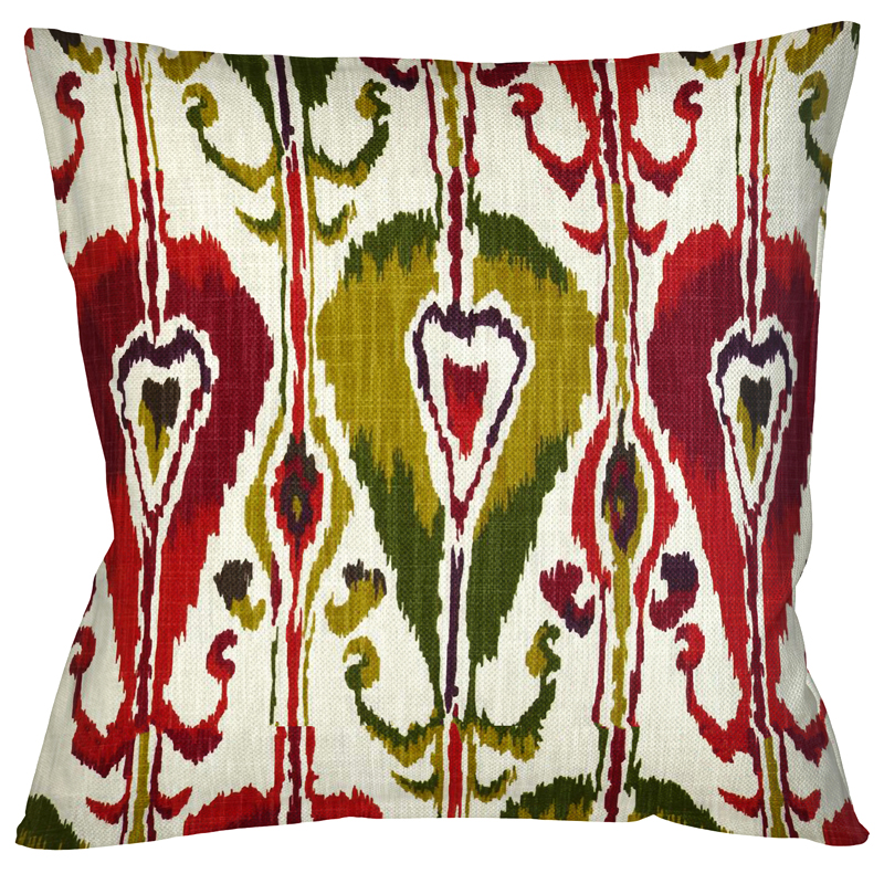 Декоративная подушка Ikat Pattern Красно-белая Мульти Декоративная подушка Ikat Pattern Красно-белая Мульти в Волгограде | Loft Concept