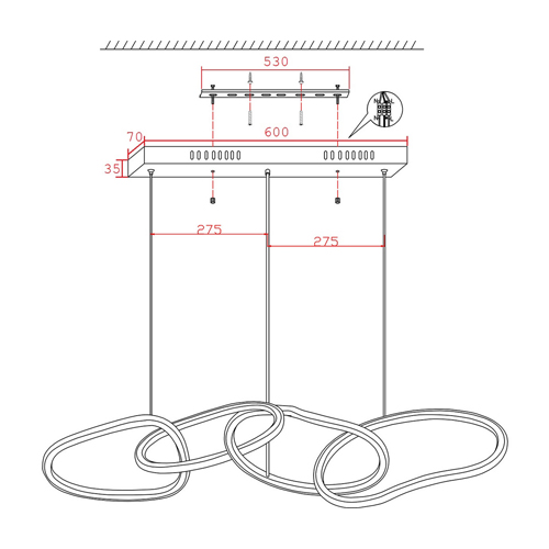 Люстра подвесная с 4-мя асимметричными кольцами золотого цвета Ring Horizontal Люстра подвесная с 4-мя асимметричными кольцами золотого цвета Ring Horizontal в Волгограде