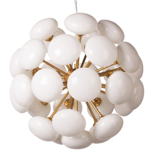Люстра Mid-Century Sputnik Milk Glass Chandelier Золотой Прозрачный белый Люстра Mid-Century Sputnik Milk Glass Chandelier Золотой Прозрачный белый в Волгограде | Loft Concept