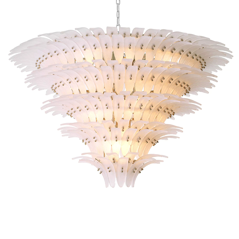 Люстра Philipp Plein Chandelier Bel Air XL Белая Хром Белое матовое стекло Люстра Philipp Plein Chandelier Bel Air XL Белая Хром Белое матовое стекло в Волгограде | Loft Concept