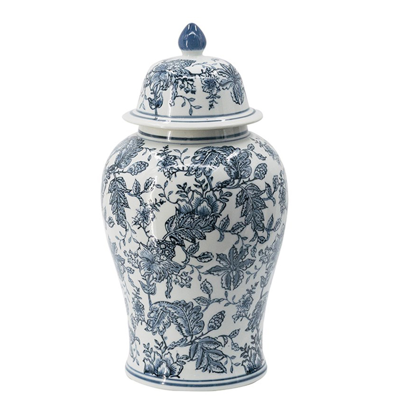 Ваза с крышкой Oriental Ornament Vases Белый Синий Ваза с крышкой Oriental Ornament Vases Белый Синий в Волгограде | Loft Concept