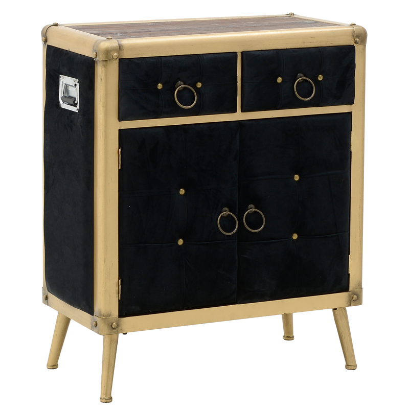 Комод с текстильной обивкой Jokum Chest of Drawers Черный Черный Золотой Комод с текстильной обивкой Jokum Chest of Drawers Черный Черный Золотой в Волгограде | Loft Concept